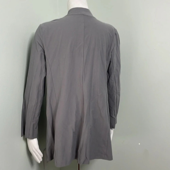 Eileen Fisher Washable Stretch Crepe Long Open Front Jacket Gray Petite Large - Picture 9 of 9